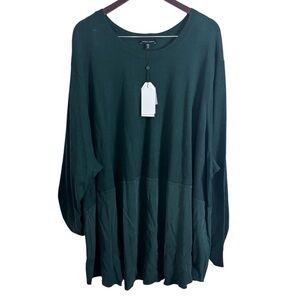 NWT Universal Standard Dalia Mixed Media Top Green Women’s Size 3XL Merino Wool